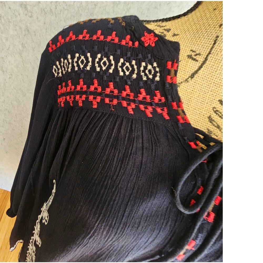 Anthropolgie Hazel Dress Embroidered Peasant Flowy, Boho 100% Viscose Aztec Sz S - Picture 9 of 15